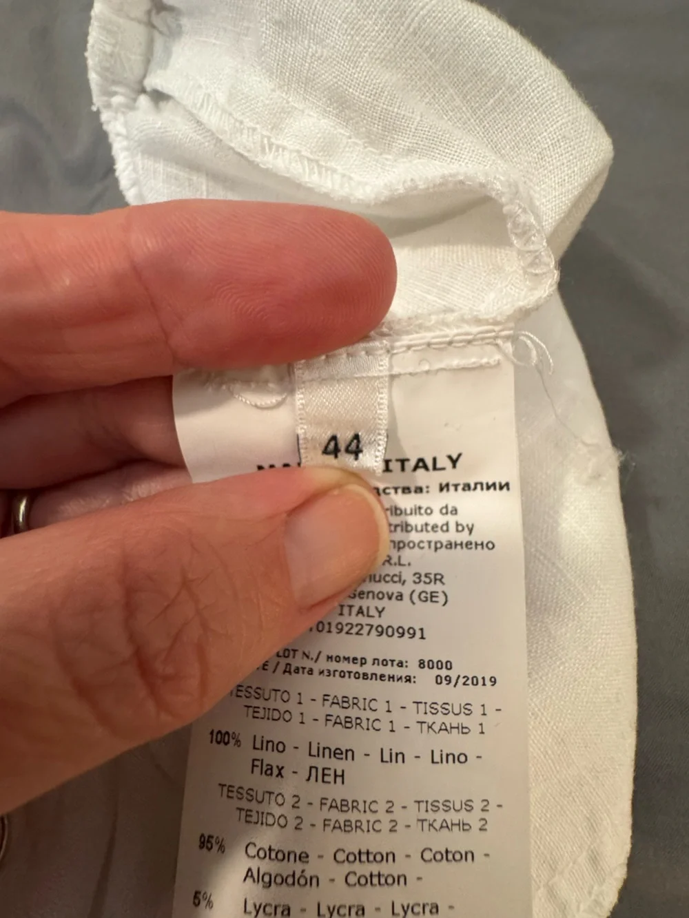 ROSSO35 White Linen Blend Pull-On Pants Made in Italy Size 44 (US Size 8)